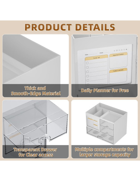 Organizador de Escritorio Marbrasse Blanco con 3 Cajones