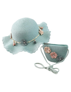 Sombrero de ala ancha para niñas M1 con bolsa de paja