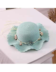 Sombrero de ala ancha para niñas M1 con bolsa de paja 2