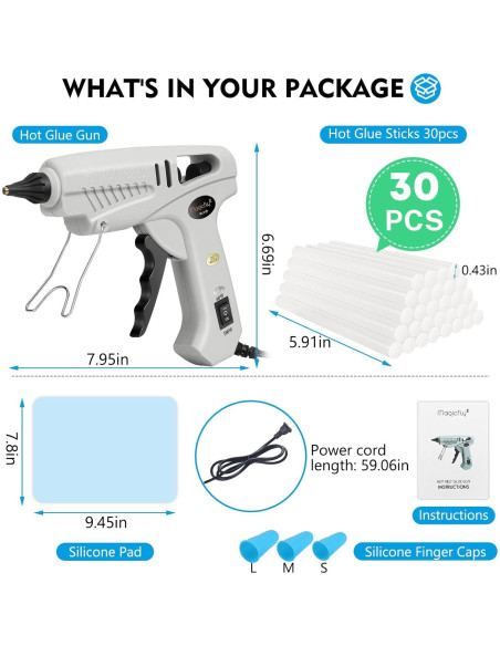 Pistola de Pegamento Caliente Magicfly 100W con 30 Barras