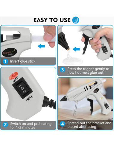 Pistola de Pegamento Caliente Magicfly 100W con 30 Barras