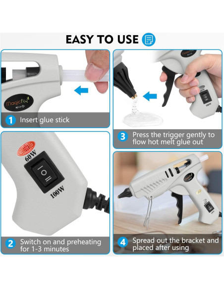 Pistola de Pegamento Caliente Magicfly 100W con 30 Barras