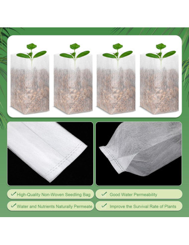 1000 Bolsas de Vivero Wesnoy 15x16cm Tela No Tejida para Jardín