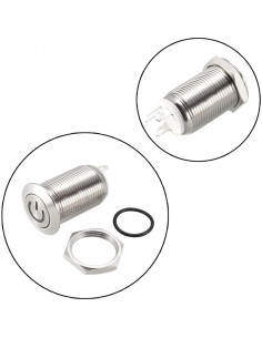 Interruptor de Botón Metálico uxcell 12mm Retención 1NO LED Blanco 2