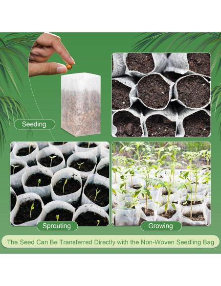 1000 Bolsas de Vivero Wesnoy 15x16cm Tela No Tejida para Jardín