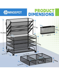 Organizador de Escritorio MINDEPOT 4 Niveles + Cajón Negro 2