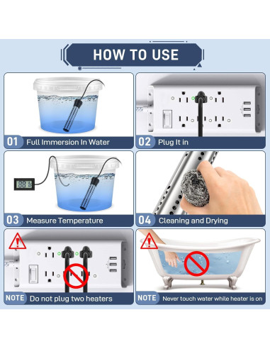 Calentador de Agua de Inmersión KIRFOLUC 2000W para Piscinas