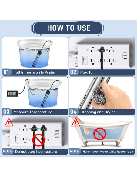 Calentador de Agua de Inmersión KIRFOLUC 2000W para Piscinas