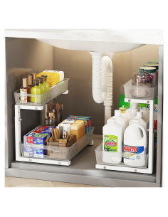 Organizador Bajo Fregadero DREMAK, 2 Paquete Ajustable Blanco