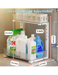 Organizador Bajo Fregadero DREMAK, 2 Paquete Ajustable Blanco 2