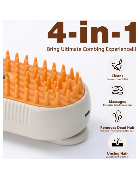 Cepillo de Vapor para Gatos Baytion 4 en 1 Crema