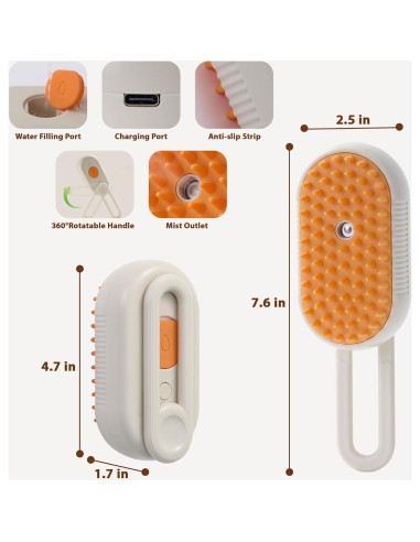 Cepillo de Vapor para Gatos Baytion 4 en 1 Crema