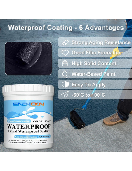 Sellador Impermeable Líquido Negro 992 ml Endhokn para Paredes y Techos