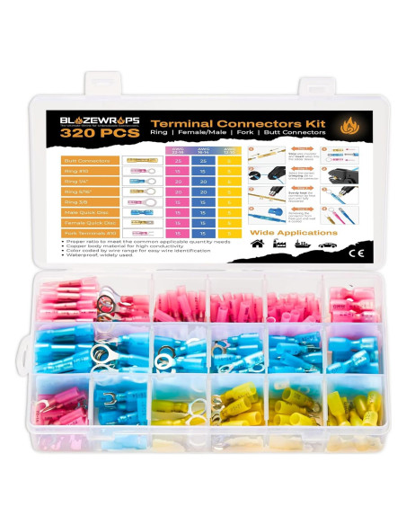Kit de Conectores Termoretráctiles 320 Piezas Blazewraps