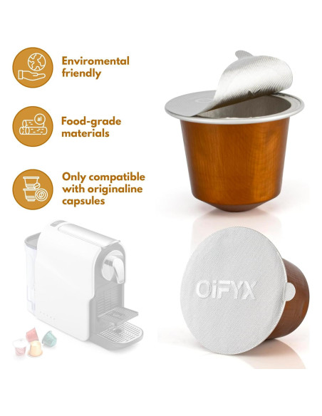 Tapa de Espresso Aluminio Oifyx 120 Unidades 37mm Compatible Nespresso