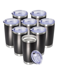 Taza de viaje AEPDTD 20 oz acero inoxidable 8 unidades negro