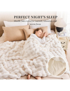 Manta de Piel Sintética IKALIFE 127x152 cm Crema Suave 2