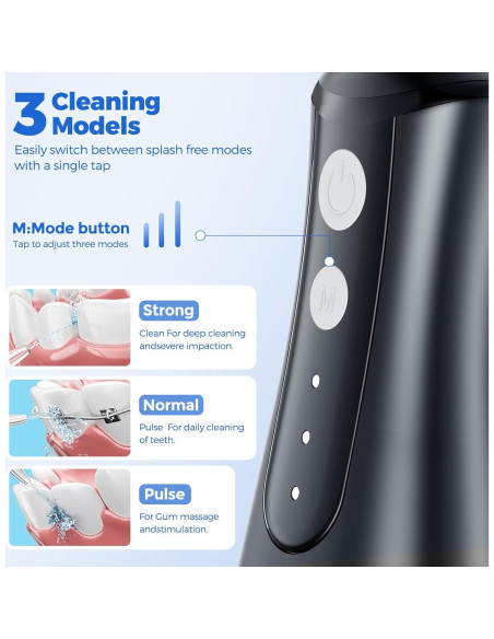 Irrigador Oral Inalámbrico URSMILEKIT Negro 350ml IPX7