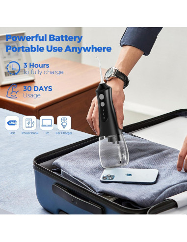 Irrigador Oral Inalámbrico URSMILEKIT Negro 350ml IPX7