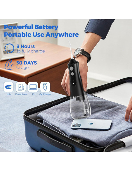 Irrigador Oral Inalámbrico URSMILEKIT Negro 350ml IPX7