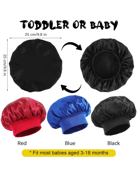 3 Gorras de Satén para Bebé - Suave y Transpirable