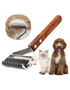 Peine Deshedding 2 en 1 Puduer para Perros y Gatos Pelo Largo