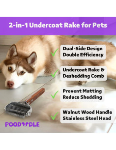 Peine Deshedding 2 en 1 Puduer para Perros y Gatos Pelo Largo 2