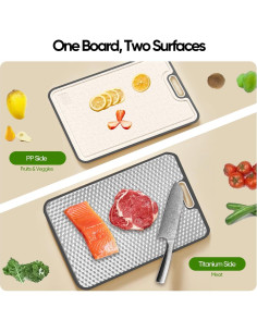Tabla de Cortar Doble Lado Titanio Puro 38.6x26.4cm jiwasio 2