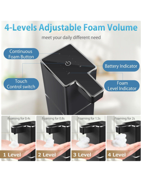 Dispensador Automático de Jabón Espumoso JEMISUN 380ml Sin Contacto Dispensador Automático de Jabón Espumoso JEMISUN 380ml Sin Contacto