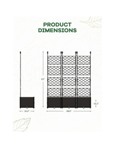 Cama de Jardín Elevada GarveeHome 3 PCS con Enrejado 126x42x160 cm 2