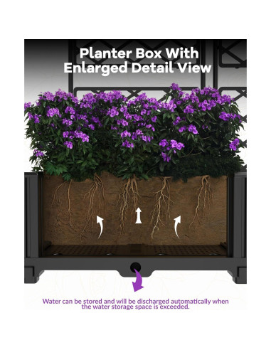 Cama de Jardín Elevada GarveeHome 3 PCS con Enrejado 126x42x160 cm