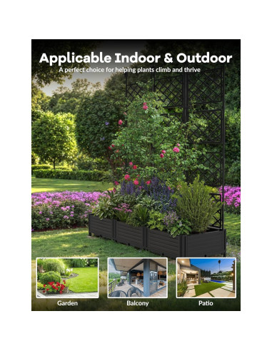 Cama de Jardín Elevada GarveeHome 3 PCS con Enrejado 126x42x160 cm