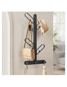 Perchero de Pared SONGMICS HOME Negro Tinta 7 Ganchos 21 kg