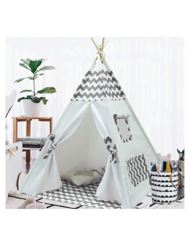 Tienda Tipi para Niños Tanen Tech Gris Chevron 120x120 cm