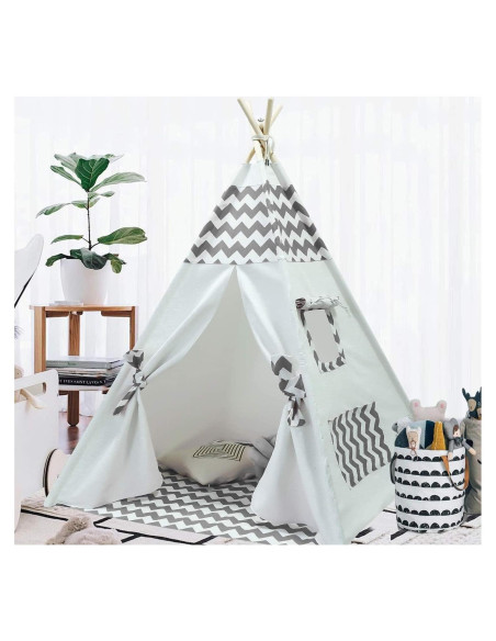Tienda Tipi para Niños Tanen Tech Gris Chevron 120x120 cm