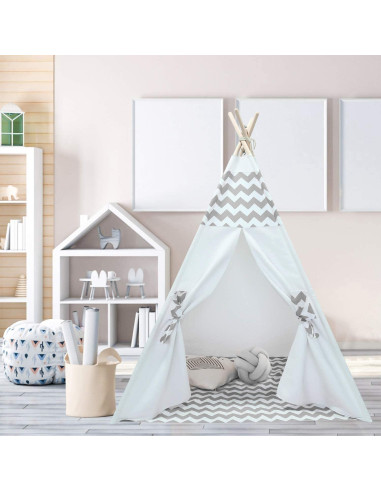 Tienda Tipi para Niños Tanen Tech Gris Chevron 120x120 cm