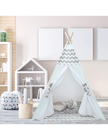 Tienda Tipi para Niños Tanen Tech Gris Chevron 120x120 cm