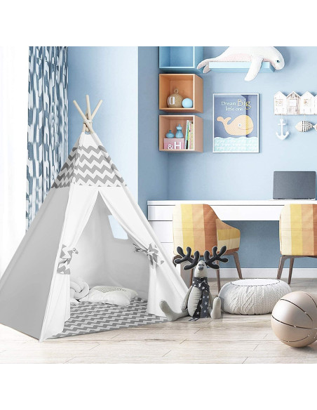 Tienda Tipi para Niños Tanen Tech Gris Chevron 120x120 cm