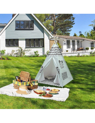 Tienda Tipi para Niños Tanen Tech Gris Chevron 120x120 cm