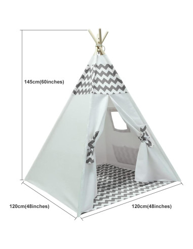 Tienda Tipi para Niños Tanen Tech Gris Chevron 120x120 cm