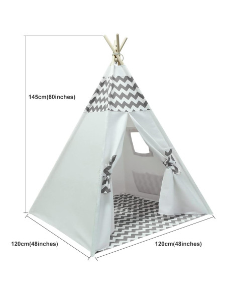 Tienda Tipi para Niños Tanen Tech Gris Chevron 120x120 cm