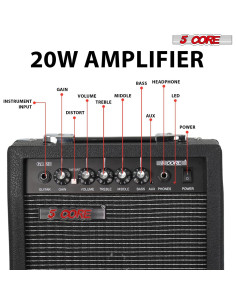 Amplificador de guitarra eléctrica 20W 5 Core con altavoz 6.5" 2