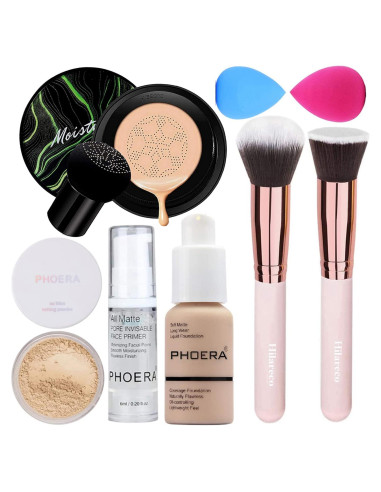 PHOERA Base CC Almohada 101 Porcelana + 01 Marfil - Kit Maquillaje
