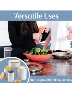 Juego de 4 tarros de cocina herméticos Kazozobi blancos 2