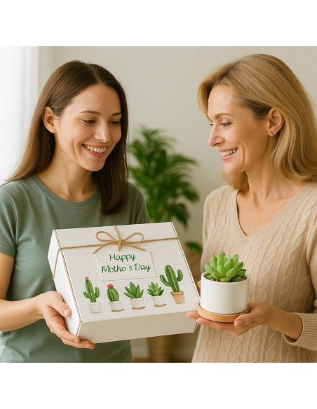 Macetas Suculentas ZOUTOG 8 cm Cerámica Blanca con Drenaje - 6 Piezas