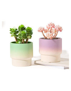 Macetas Pequeñas de Cerámica STHIE 10 cm con Drenaje - 2 Pcs