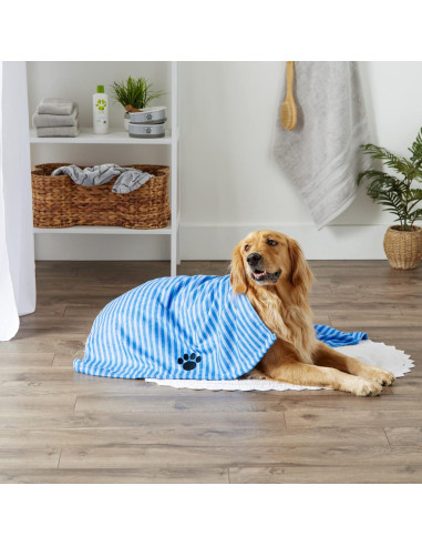 Toalla para Mascotas Bone Dry Rayada 104 x 60 cm Azul