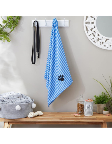Toalla para Mascotas Bone Dry Rayada 104 x 60 cm Azul