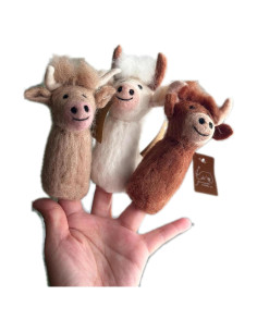 Títeres de dedo de vaca de fieltro Ganapati Crafts 3 colores