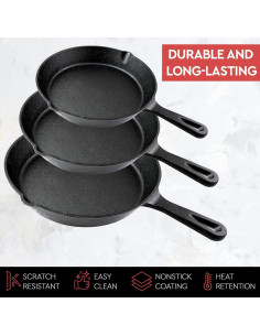 Juego de Sartenes de Hierro Fundido Simple Chef 3 Piezas 15-25 cm 2